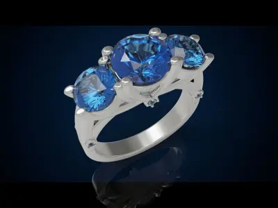 Three gemstone ring  Cg 3 16 3D print model