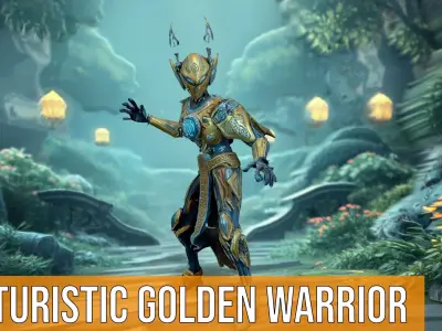 Futuristic Golden Warrior model pack Low-poly 3D model