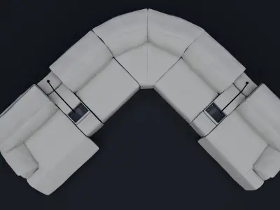 White Leather Luxury Livingroom 3D model