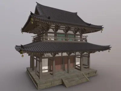 Chinese traditional architecture Low-poly 3D model