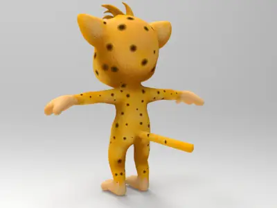Cheetah Cartoon Low-poly 3D model