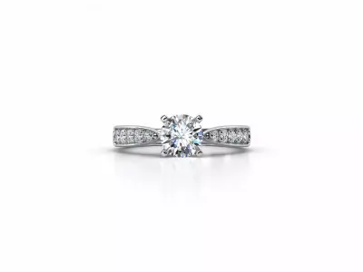 ZDR092 diamond engagement ring with pave set diamonds 3D print model
