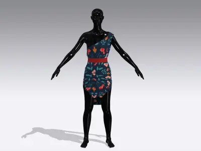 Woman Cloth Dress Low-poly 3D model 4