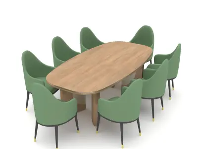 The classic table and chair set Low-poly 3D model