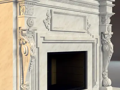 classical marble fireplace 3D model