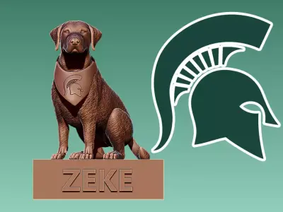 Zeke the Wonder Dog - Michigan State University Spartan football 3D print model