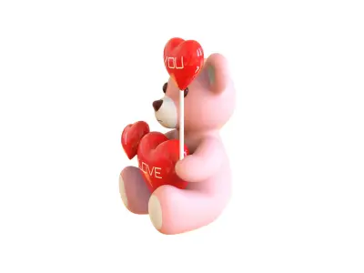 Valentines Day Teddy Bear With Heart Decorate  3D model