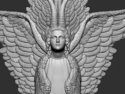 Angel Double Bas Relief model cnc 3D print model 3D print model