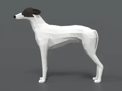 Low Poly Cartoon Greyhound Dog Low-poly 3D model
