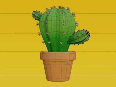 Stylized Potted Cactus - Low Poly Game and Print Asset 3D model