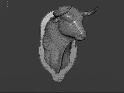 Spanish bull head trophy Low-poly 3D model
