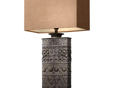 Oriental Tall Bronze Metal Nightstand bedside Table Lamp 3D model