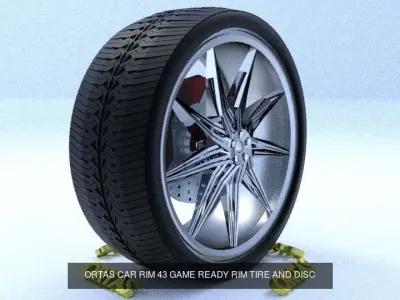 ORTAS CAR RIM 43-44 GAME READY RIM TIRE AND DISC 3D Model Pack