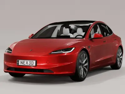 Tesla Model 3 2024 With Interior 3D model purchase