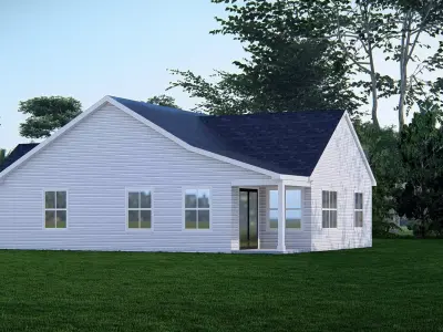 Modern Small American House  3D Exterior Model Home with Garage 3D model