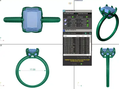 Solitaire Ring modern radiant diamond  ring 3D print model