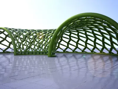 Half circle structure with open ends modern structure 3D model