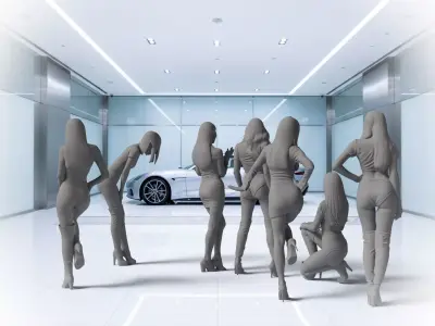 Car Show Girls  11 Pose Collection 3D Printable Models 3D print model