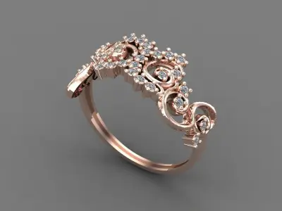 Women Ring Diamond Stone STL 3DM Lightweight Printable 3D print model 79