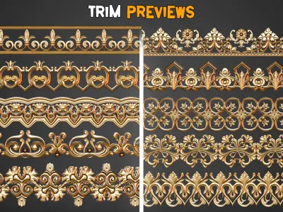 50 Gothic Trim Brushes - Vol 39 3D model