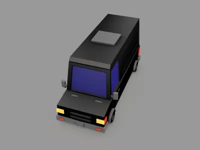 Cartoon Black Bus Car  Low-poly 3D model