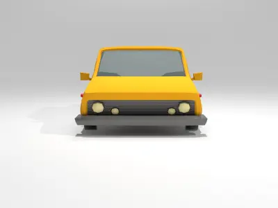 Classic yellow car Low-poly 3D model
