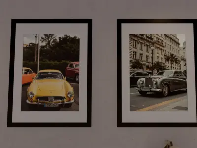 Framed Pictures of Vintage Cars Low-poly 3D model