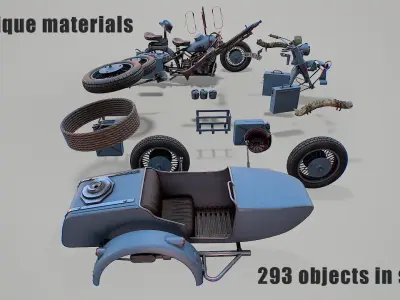 Military motorcycle Low-poly 3D model