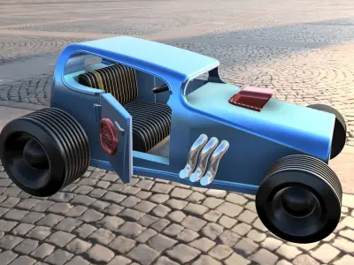 Multi - Piece Custom Hot Road Car  3D print model