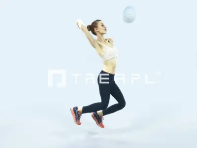Beauty 17L Jumping Smashing Sports Volleyball Woman Low-poly 3D model