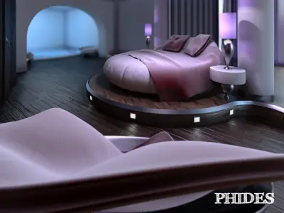 Bedroom futuristic with lighting 3D model