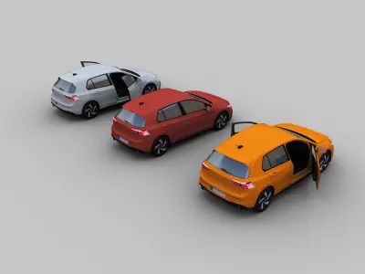 VW Golf Low-poly 3D model