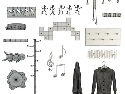 Coat Rack Collection 3D model