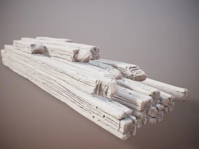 stylized Wood Sticks PBR Low-poly 3D model