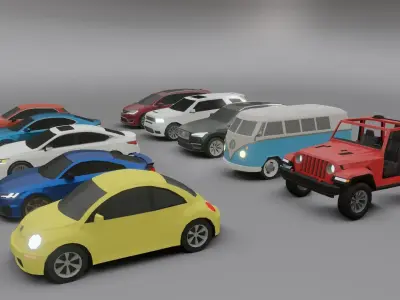 low-poly cars pack - 10 cars Low-poly 3D model
