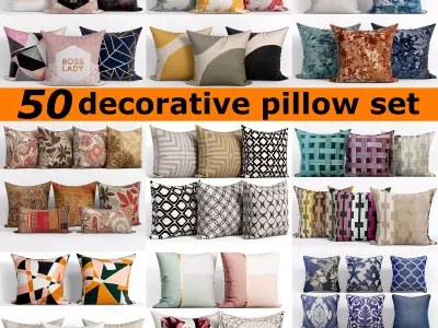 50 Decorative pillows sets   Low-poly 3D model