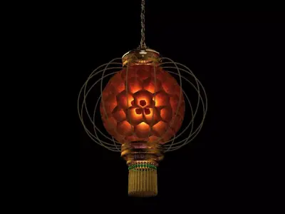 Chinese Red Lantern  Low-poly 3D model