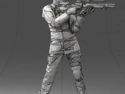 The man with the sniper rifle sports 0180 3D Print Ready 3D print model