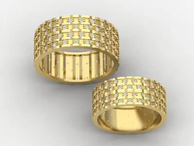 Wedding ring set 03 3D print model