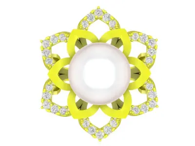 Luxury Pearl Floral Ring 3D Model for Fine Jewelry Design 1389 3D print model