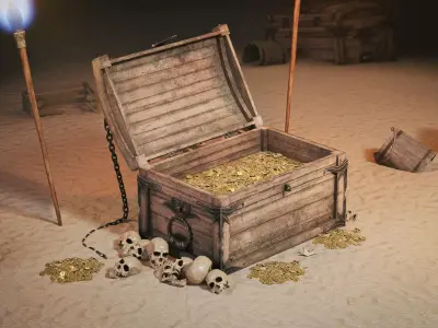 Treasure pirates Set 1 Low-poly 3D model