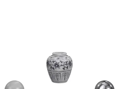 Hand Painted Indonesian Vase 3D model