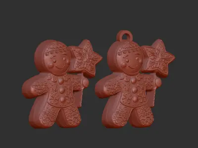 christmas cookie boy with star  3D print model