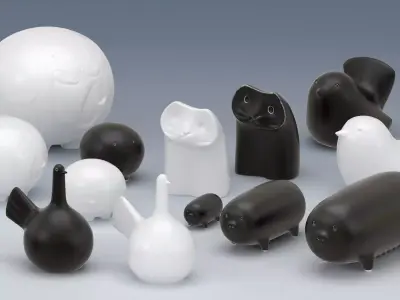 Animals cat salt and pepper shakers 3D model