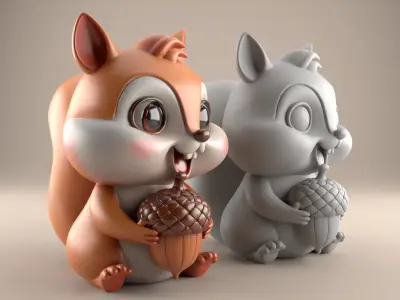 Cute Squirrel 3D STL File for Printing Fun 3D print model