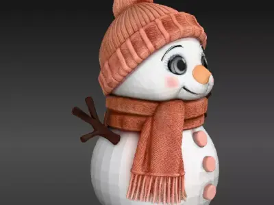 Cute Snowman Buddy Adorable Winter Mini Figurine 3D Model Print 3D print model