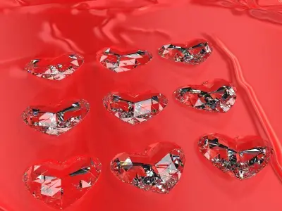 Set Heart shaped gemstone v1  3D model