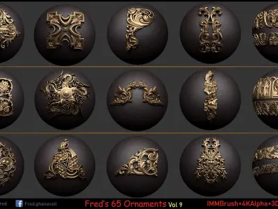 Fred ORNAMENT BRUSH- Vol 9 - IMMBRUSH-3DModels-Alpha Low-poly 3D model