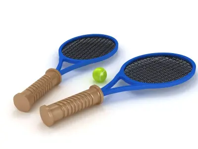 Tennis Racquet with Bal 3D model