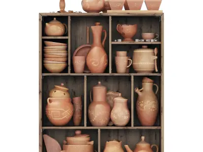 Dishes clay decor n16 3D model